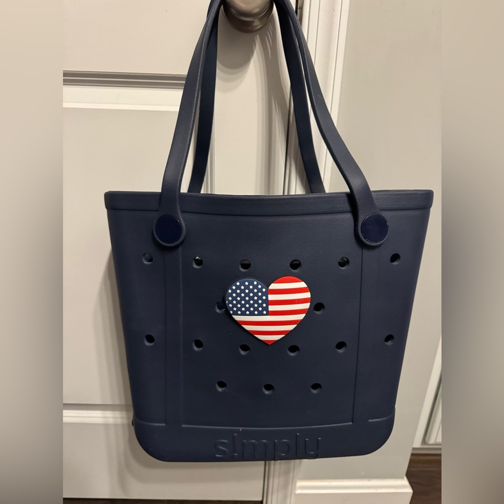 Simply Southern Navy Tote with American Flag Heart